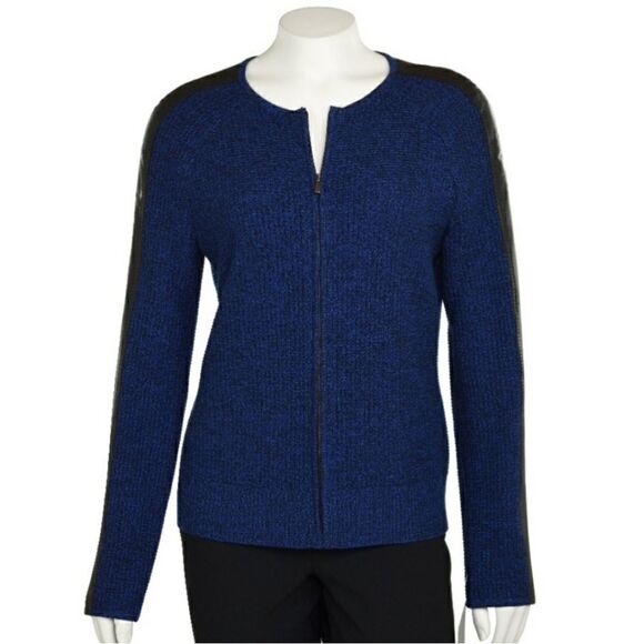 St. John | 🎉HP🎉 Cobalt Blue Wool & Leather Sweater - Picture 1 of 7